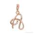 Sapphire Row Diamond Script Initial Pendant - A, 14K Rose Gold