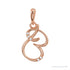 Sapphire Row Diamond Script Initial Pendant - B, 14K Rose Gold