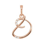 Sapphire Row Diamond Script Initial Pendant - D, 14K Rose Gold
