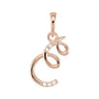 Sapphire Row Diamond Script Initial Pendant - E, 14K Rose Gold