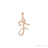 Sapphire Row Diamond Script Initial Pendant - F, 14K Rose Gold
