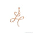 Sapphire Row Diamond Script Initial Pendant - H, 14K Rose Gold