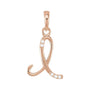 Sapphire Row Diamond Script Initial Pendant - I, 14K Rose Gold