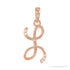 Sapphire Row Diamond Script Initial Pendant - L, 14K Rose Gold