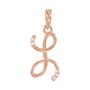 Sapphire Row Diamond Script Initial Pendant - L, 14K Rose Gold