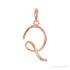Sapphire Row Diamond Script Initial Pendant - Q, 14K Rose Gold