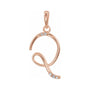 Sapphire Row Diamond Script Initial Pendant - Q, 14K Rose Gold