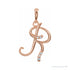 Sapphire Row Diamond Script Initial Pendant - R, 14K Rose Gold