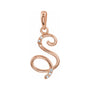 Sapphire Row Diamond Script Initial Pendant - S, 14K Rose Gold
