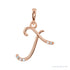 Sapphire Row Diamond Script Initial Pendant - T, 14K Rose Gold