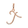 Sapphire Row Diamond Script Initial Pendant - T, 14K Rose Gold