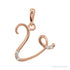 Sapphire Row Diamond Script Initial Pendant - V, 14K Rose Gold