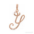 Sapphire Row Diamond Script Initial Pendant - Y, 14K Rose Gold