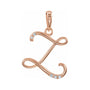 Sapphire Row Diamond Script Initial Pendant - Z, 14K Rose Gold