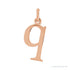 Sapphire Row Gold Initial Pendant - q, 14K Rose Gold