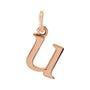 Sapphire Row Gold Initial Pendant - u, 14K Rose Gold