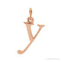 Sapphire Row Gold Initial Pendant - y, 14K Rose Gold