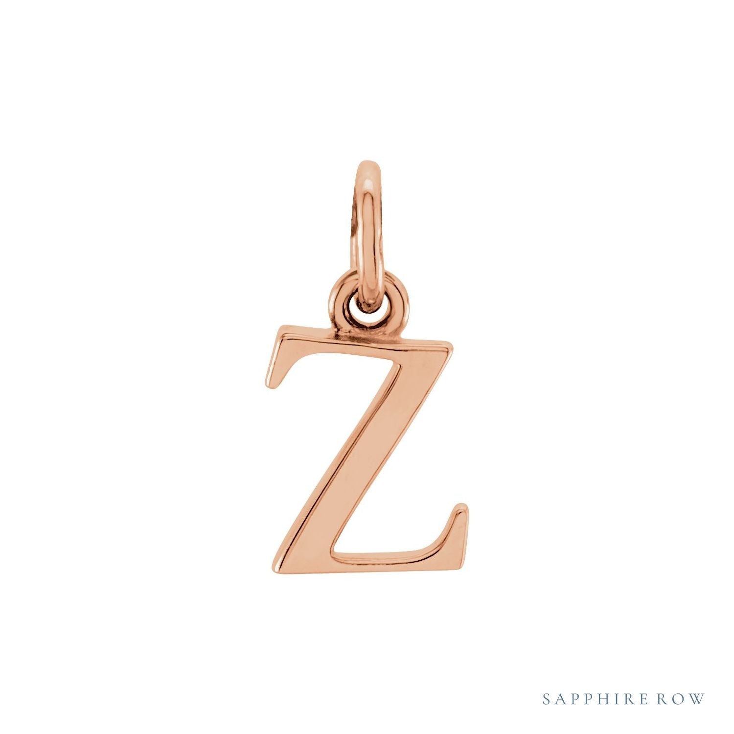 Sapphire Row Gold Initial Pendant - z, 14K Rose Gold