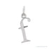 Sapphire Row Gold Initial Pendant - f, 14K White Gold