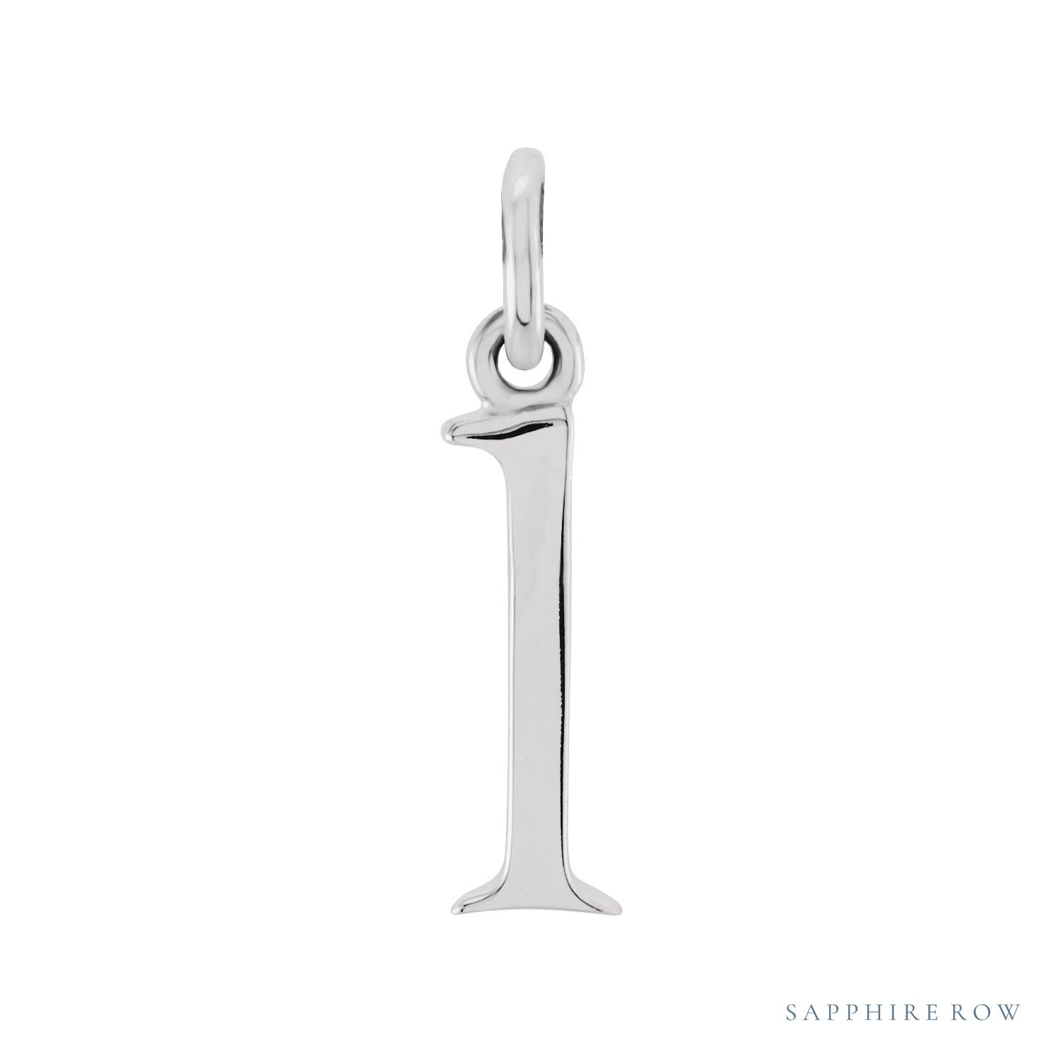 Sapphire Row Gold Initial Pendant - l, 14K White Gold