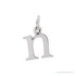Sapphire Row Gold Initial Pendant - n, 14K White Gold