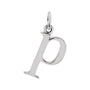 Sapphire Row Gold Initial Pendant - p, 14K White Gold