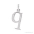 Sapphire Row Gold Initial Pendant - q, 14K White Gold