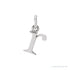 Sapphire Row Gold Initial Pendant - r, 14K White Gold