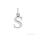 Sapphire Row Gold Initial Pendant - s, 14K White Gold