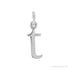 Sapphire Row Gold Initial Pendant - t, 14K White Gold