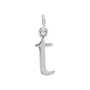 Sapphire Row Gold Initial Pendant - t, 14K White Gold
