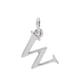 Sapphire Row Gold Initial Pendant - w, 14K White Gold