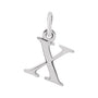 Sapphire Row Gold Initial Pendant - x, 14K White Gold