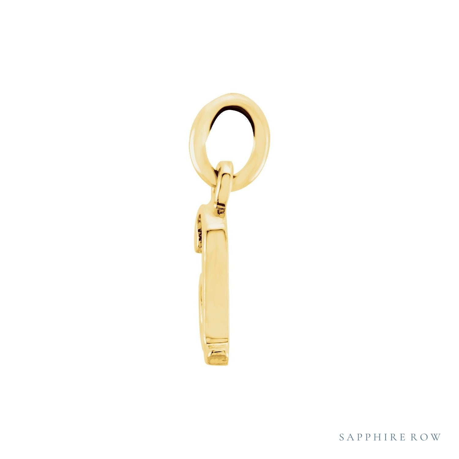 Sapphire Row Gold Initial Pendant - a, 14K Yellow Gold (view 2)
