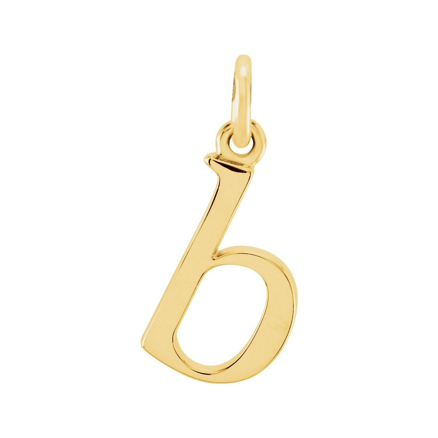 Sapphire Row Gold Initial Pendant - b, 14K Yellow Gold