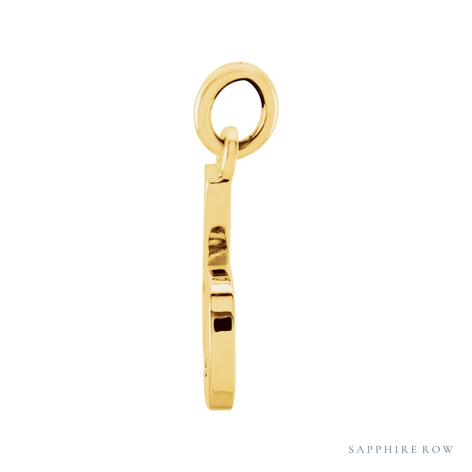 Sapphire Row Gold Initial Pendant - b, 14K Yellow Gold (view 2)