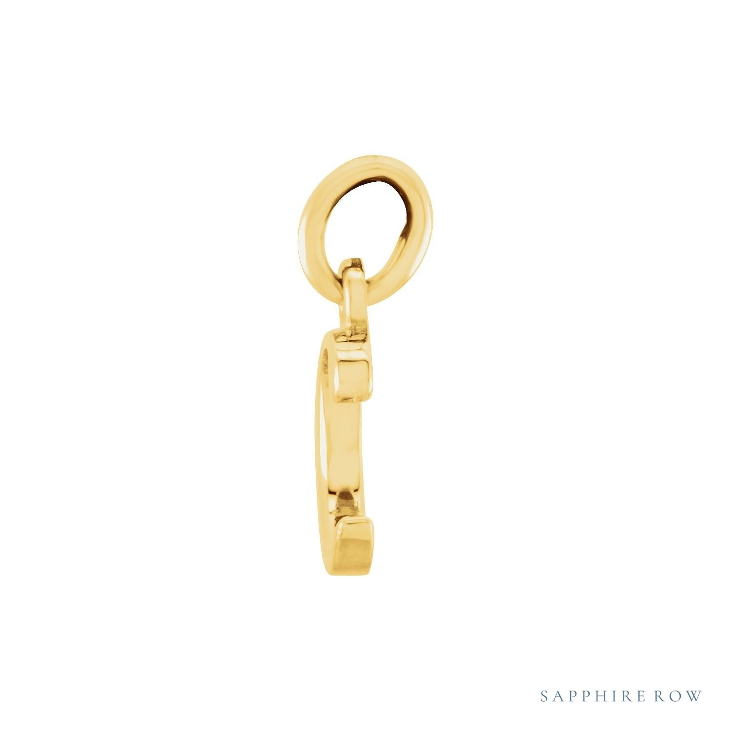 Sapphire Row Gold Initial Pendant - c, 14K Yellow Gold (view 2)