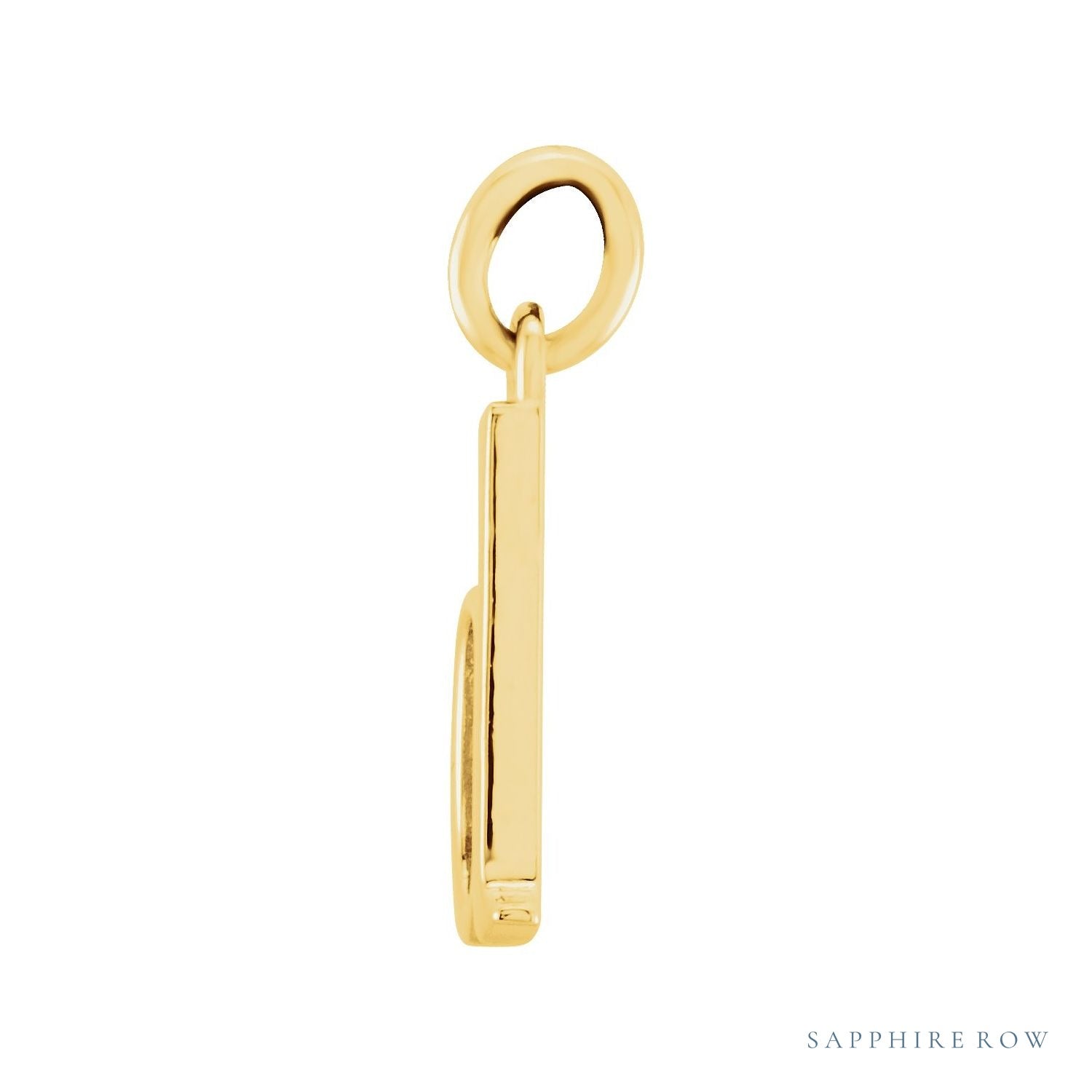 Sapphire Row Gold Initial Pendant - d, 14K Yellow Gold (view 2)