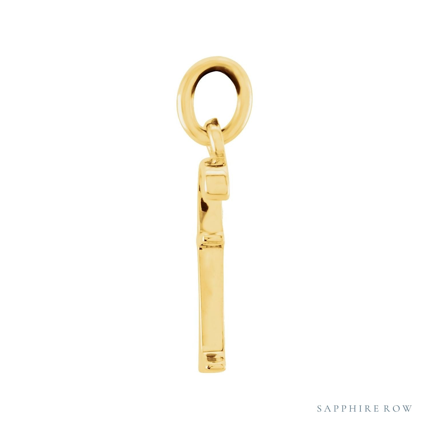 Sapphire Row Gold Initial Pendant - f, 14K Yellow Gold (view 2)