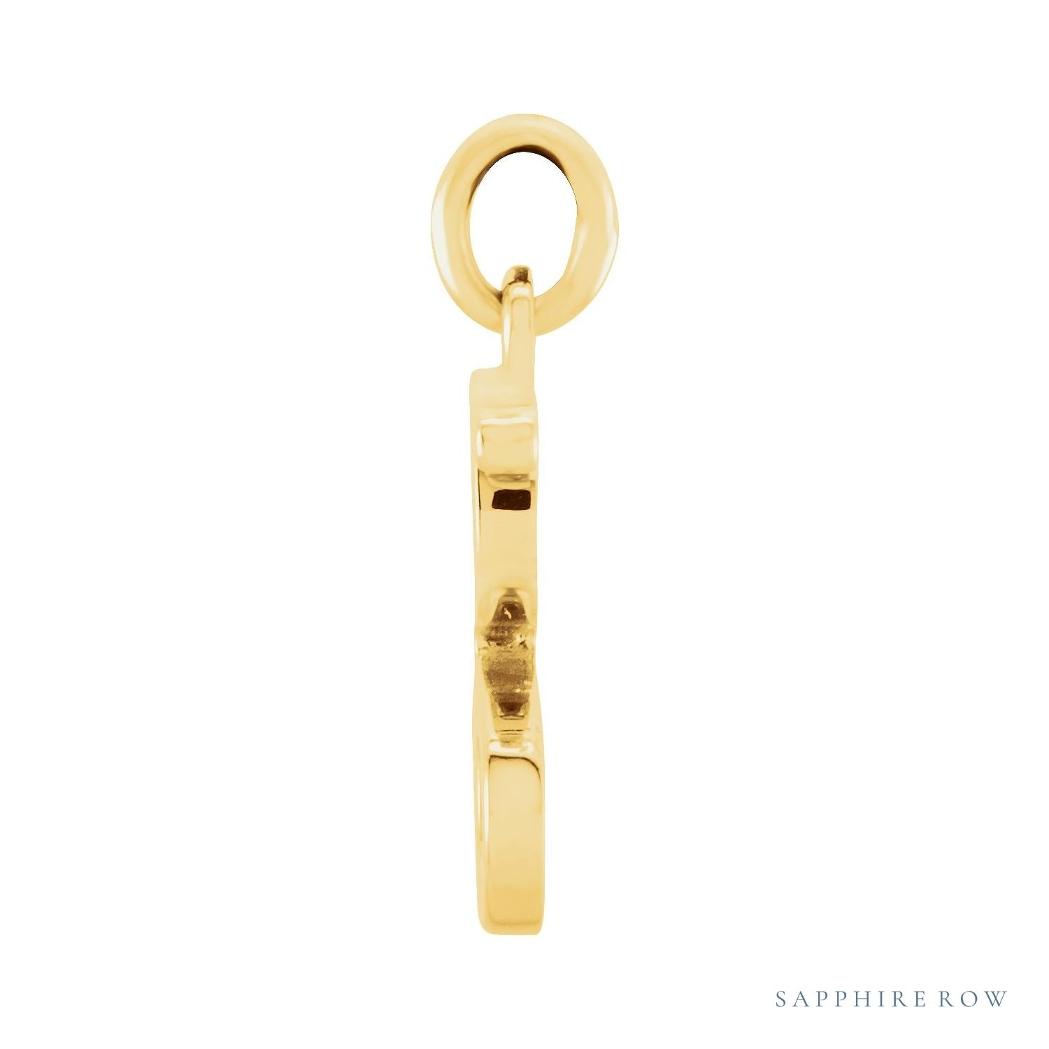 Sapphire Row Gold Initial Pendant - g, 14K Yellow Gold (view 2)