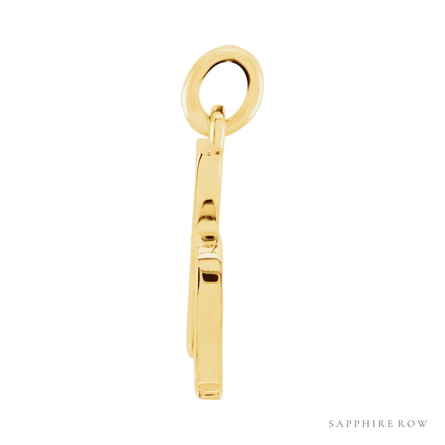 Sapphire Row Gold Initial Pendant - h, 14K Yellow Gold (view 2)
