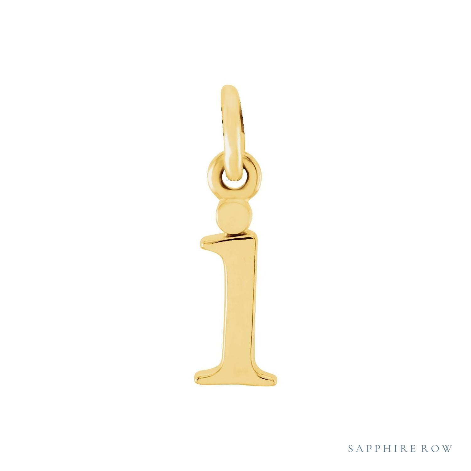 Sapphire Row Gold Initial Pendant - i, 14K Yellow Gold
