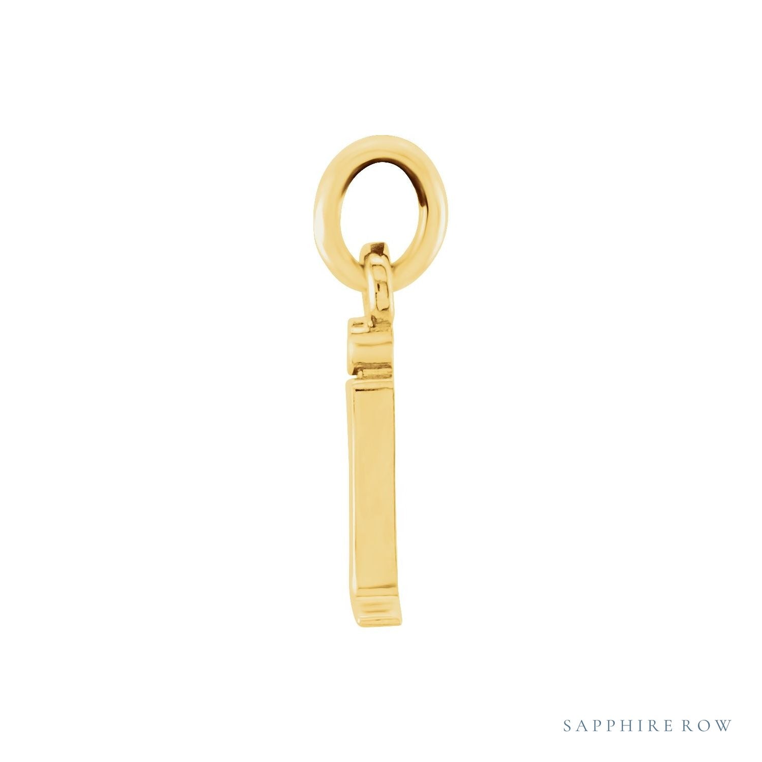 Sapphire Row Gold Initial Pendant - i, 14K Yellow Gold (view 2)