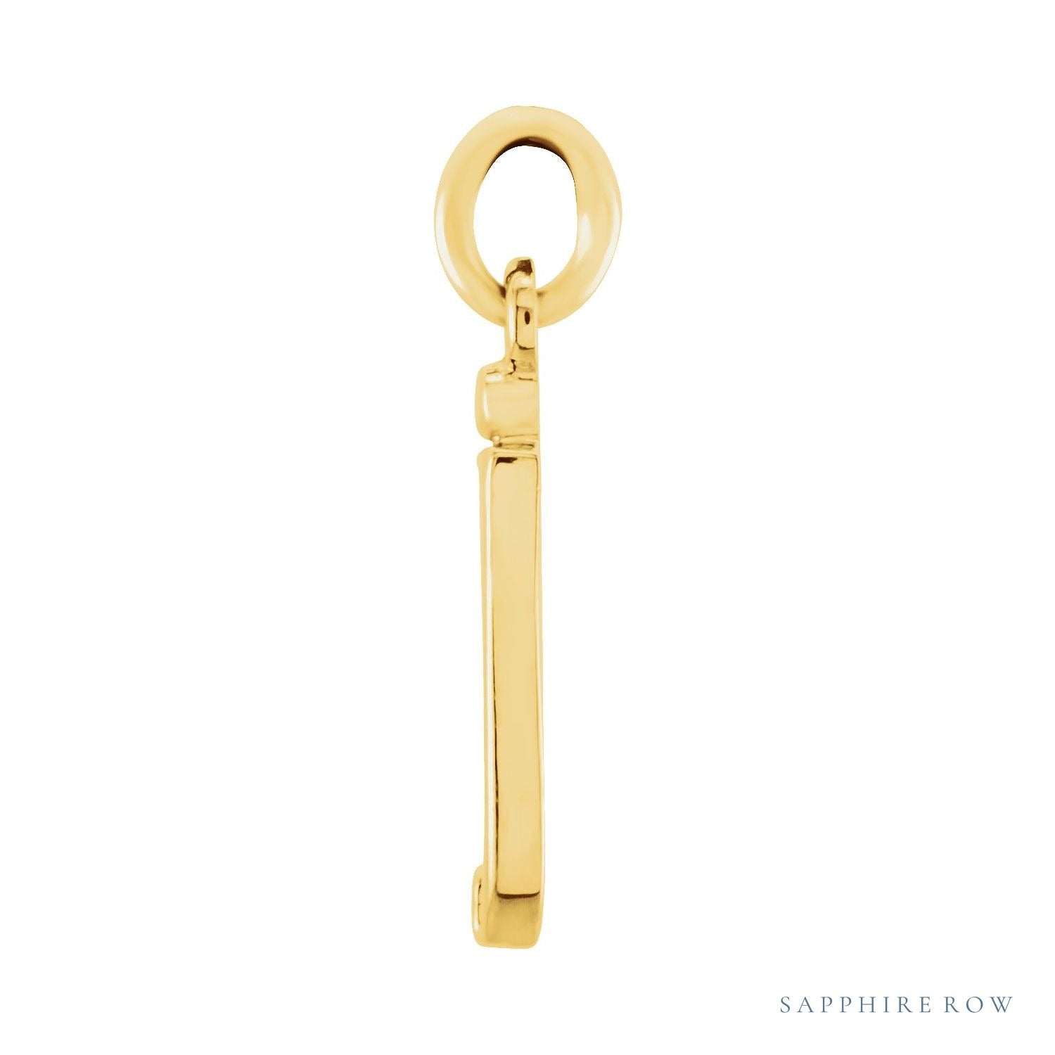 Sapphire Row Gold Initial Pendant - j, 14K Yellow Gold (view 2)