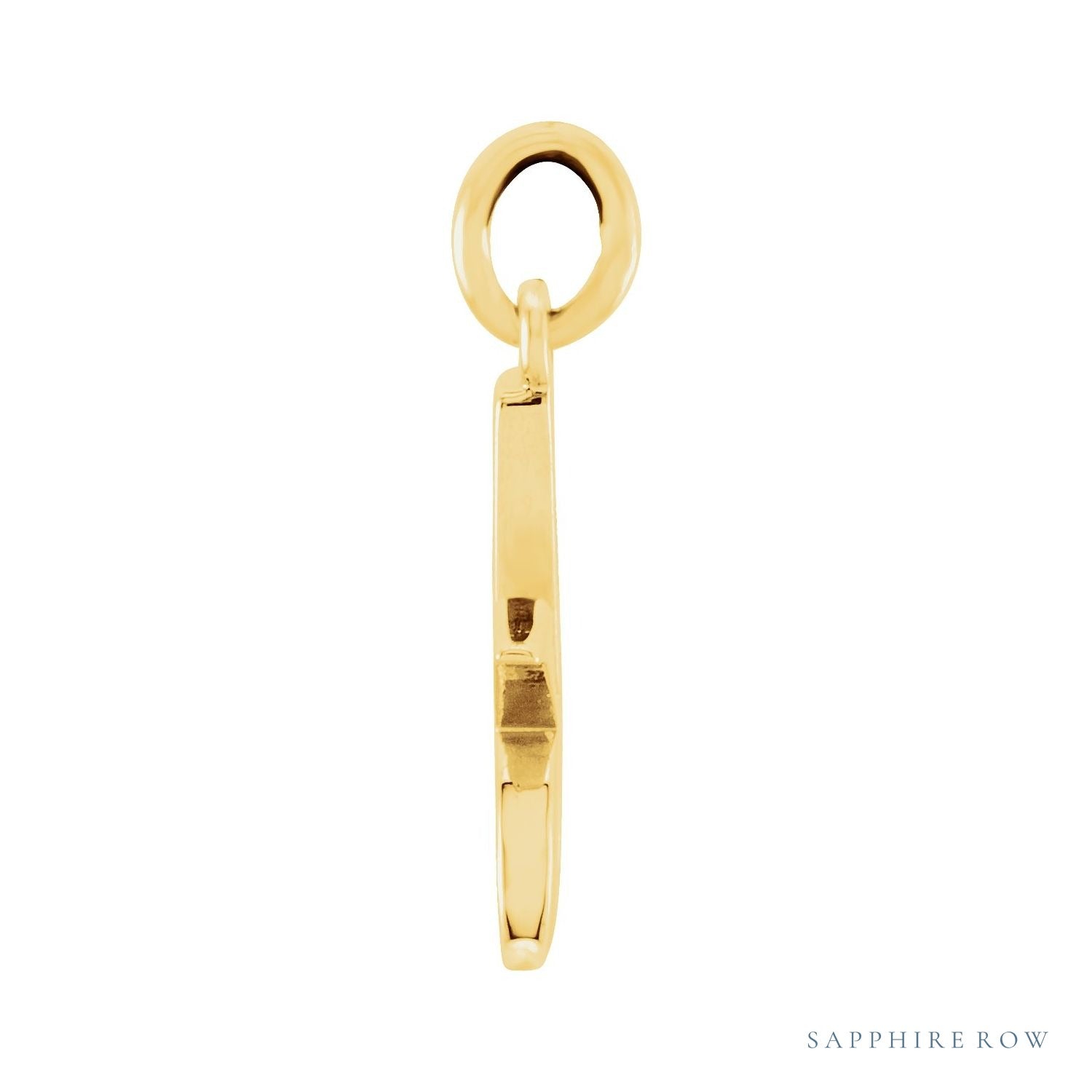 Sapphire Row Gold Initial Pendant - k, 14K Yellow Gold (view 2)