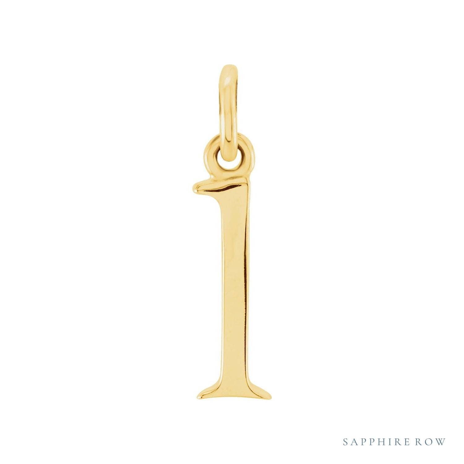 Sapphire Row Gold Initial Pendant - l, 14K Yellow Gold
