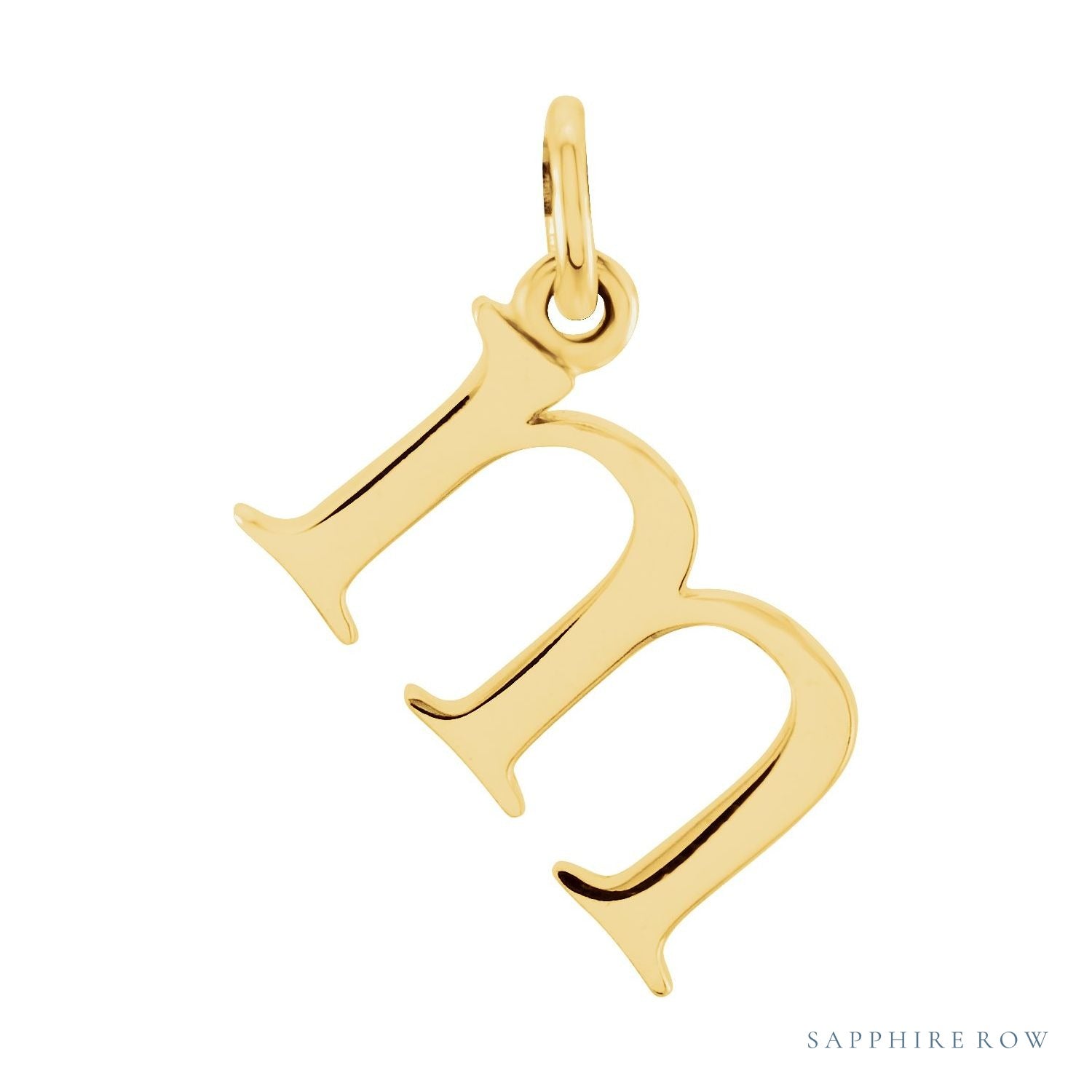 Sapphire Row Gold Initial Pendant - m, 14K Yellow Gold