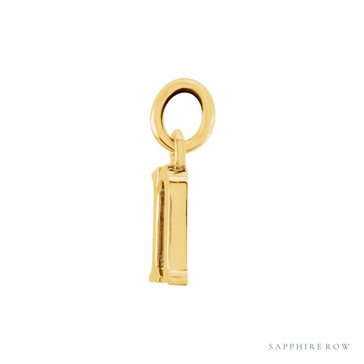 Sapphire Row Gold Initial Pendant - n, 14K Yellow Gold (view 2)
