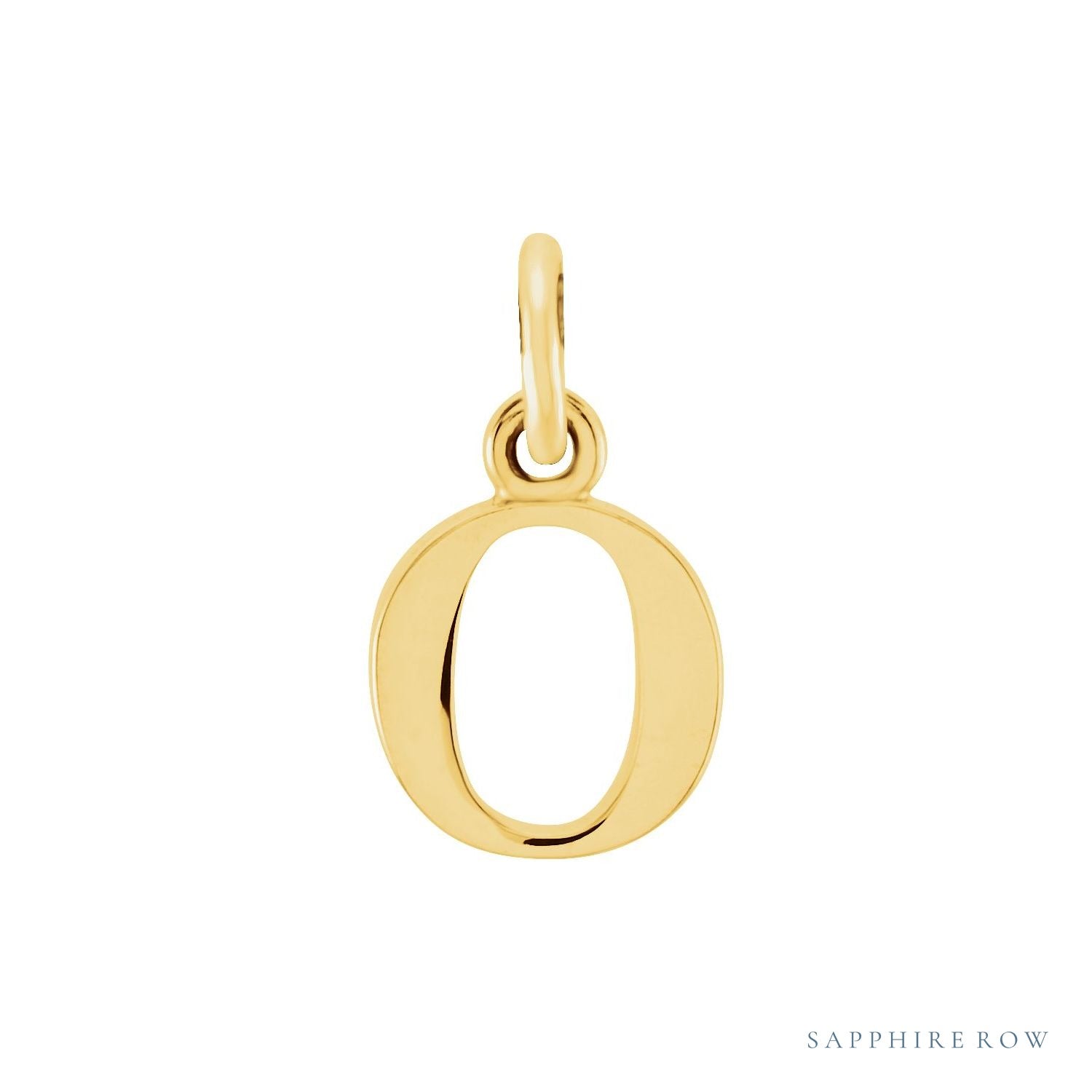 Sapphire Row Gold Initial Pendant - o, 14K Yellow Gold