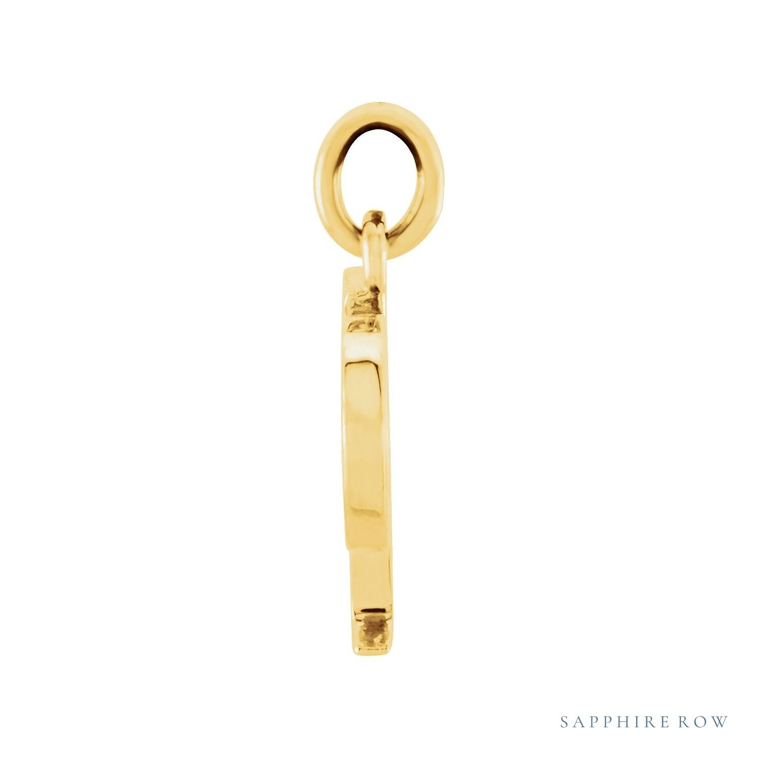 Sapphire Row Gold Initial Pendant - p, 14K Yellow Gold (view 2)